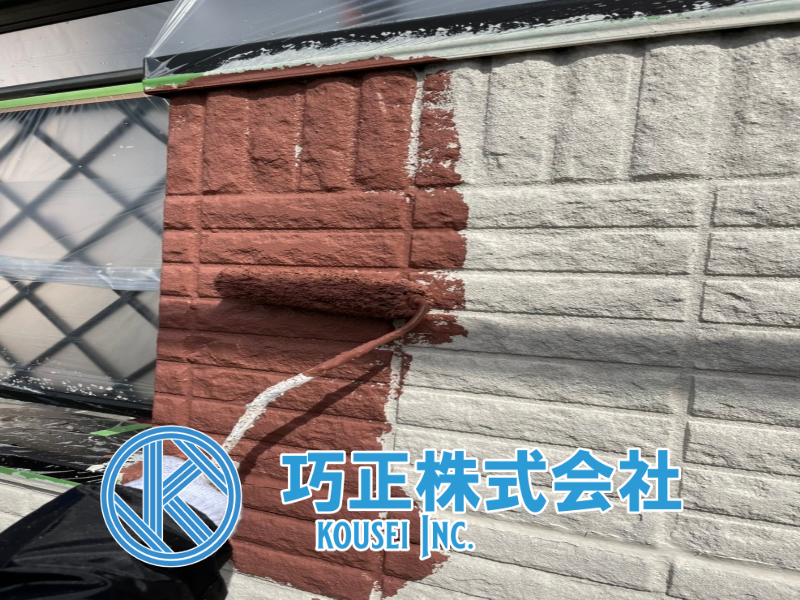 八王子市にてALCパネルの外壁塗装工事を行いました。　外壁中塗り